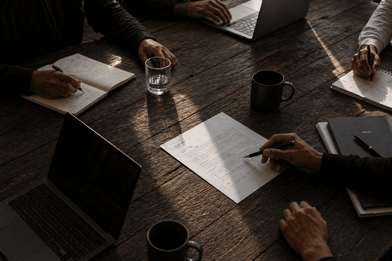 Papers on a table, representing permissioned access to deal materials and audit trails