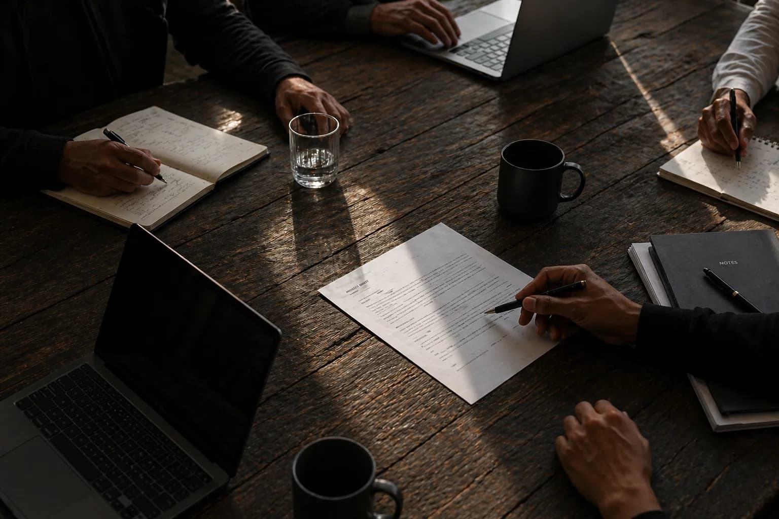 Papers on a table, representing permissioned access to deal materials and audit trails